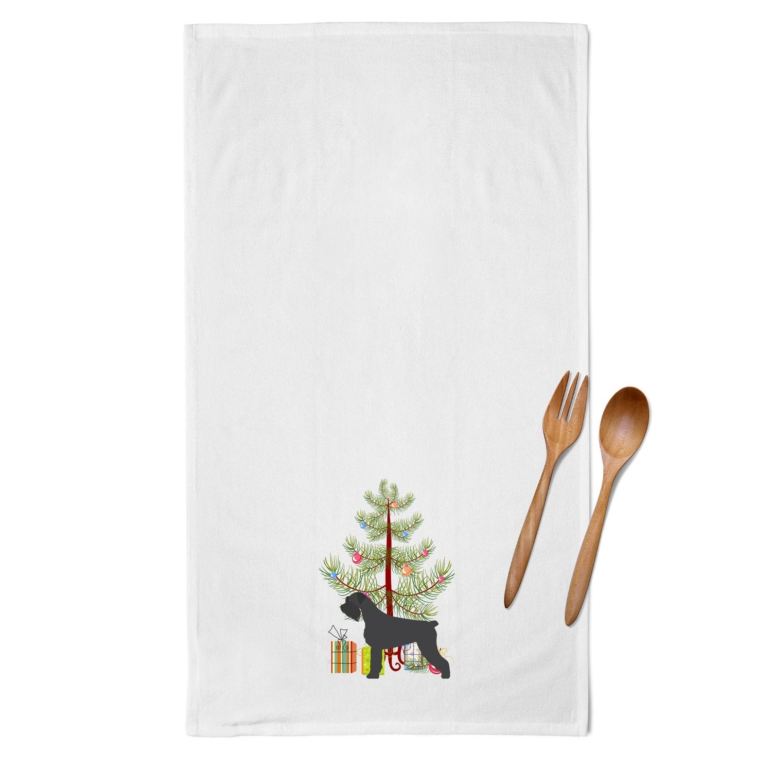 Giant Schnauzer Merry Christmas Tree Kitchen Towel Set of 2 White Dish Towels Decorative Bathroom Hand towel for Hand, Face, Hair, Yoga, Tea, Dishcloth, 19 X 28", White