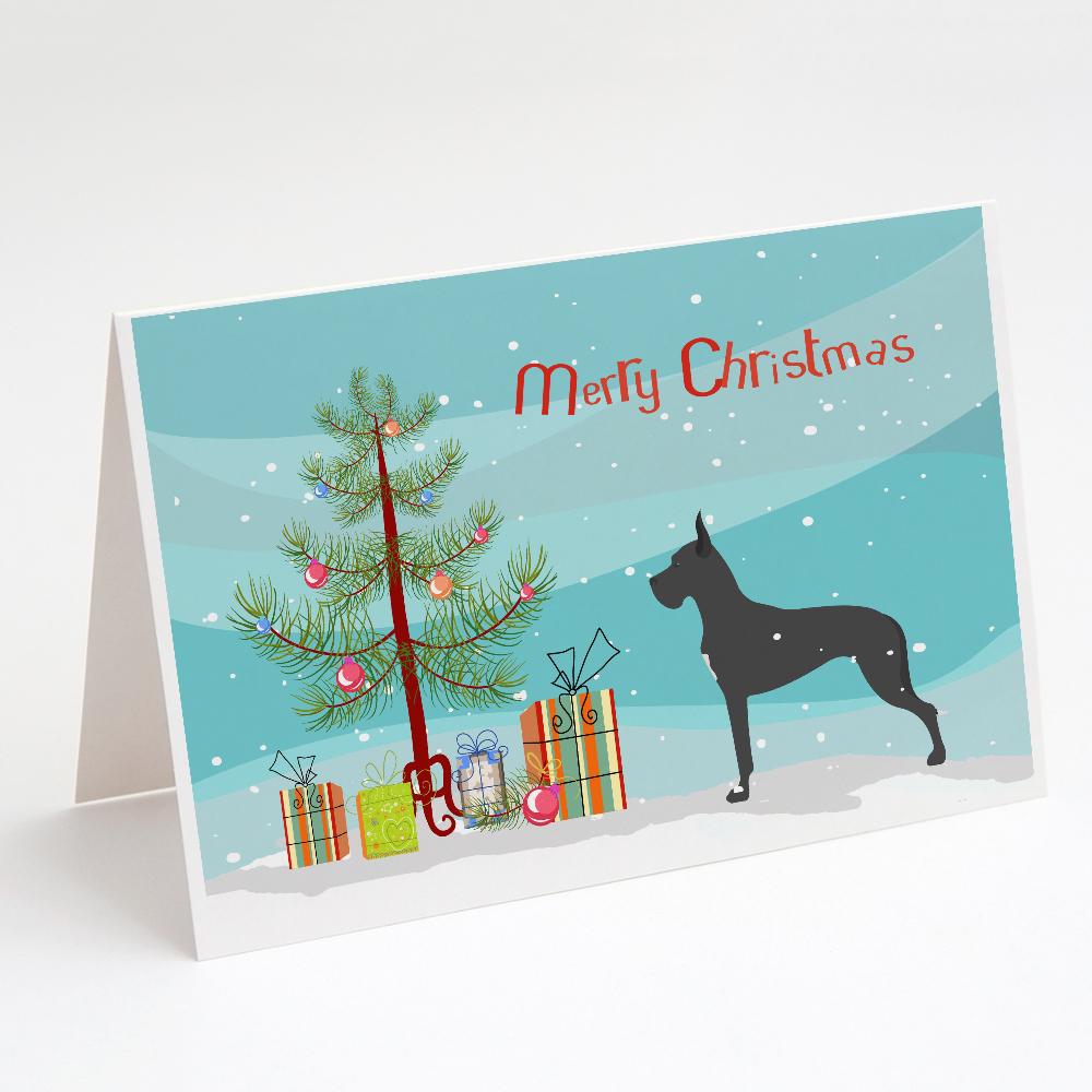 Great Dane Merry Christmas Tree Greeting Cards Pack of 8 Blank Cards with Envelopes Whimsical A7 Size 5x7