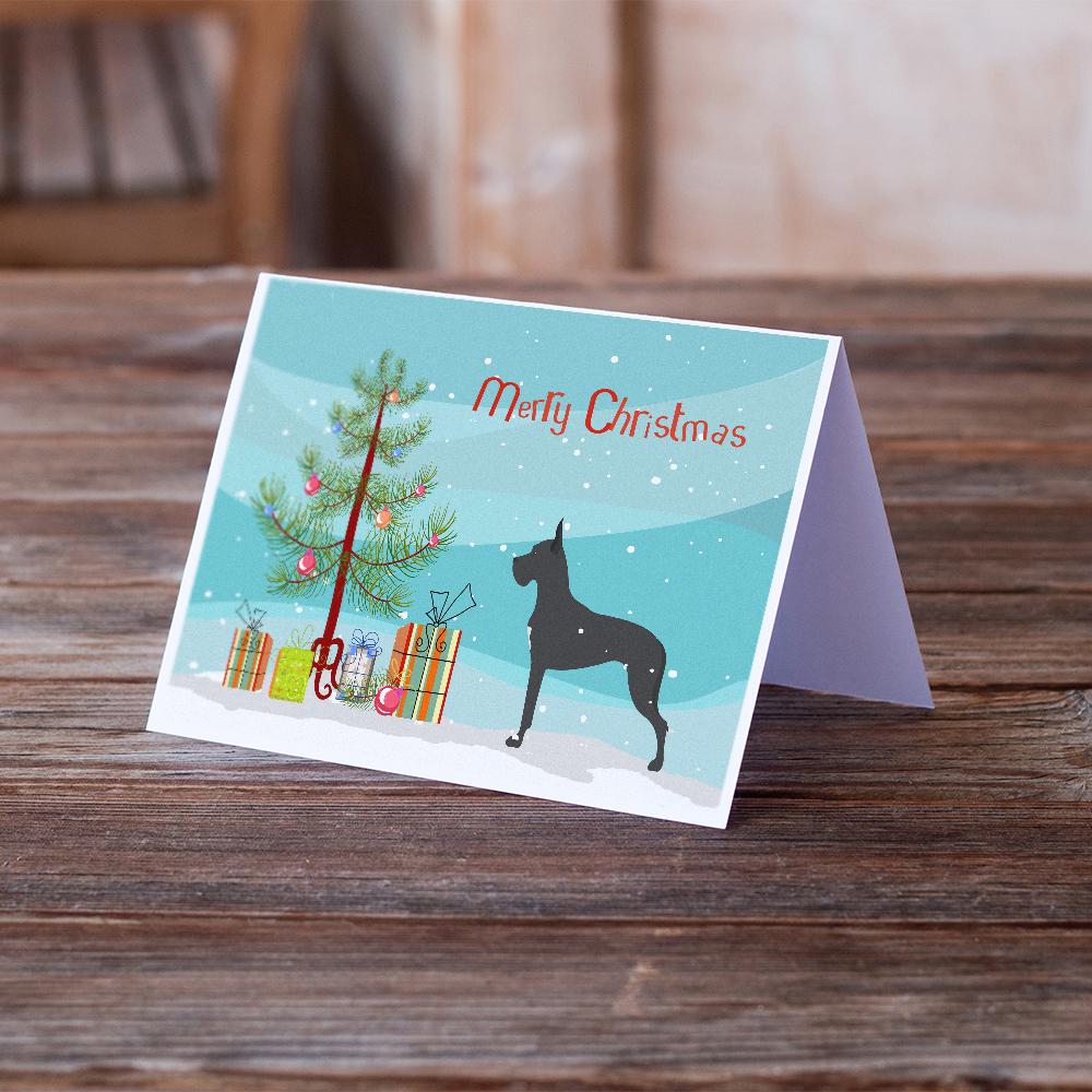 Great Dane Merry Christmas Tree Greeting Cards Pack of 8 Blank Cards with Envelopes Whimsical A7 Size 5x7