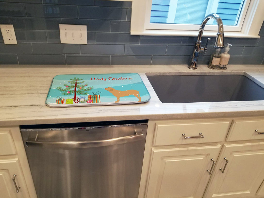 Fila Brasileiro Merry Christmas Tree Dish Drying Mat Absorbent Dish Drying Mat Pad for Kitchen Counter Dish Drainer Mat for Countertop, 14 x 21", Multicolor