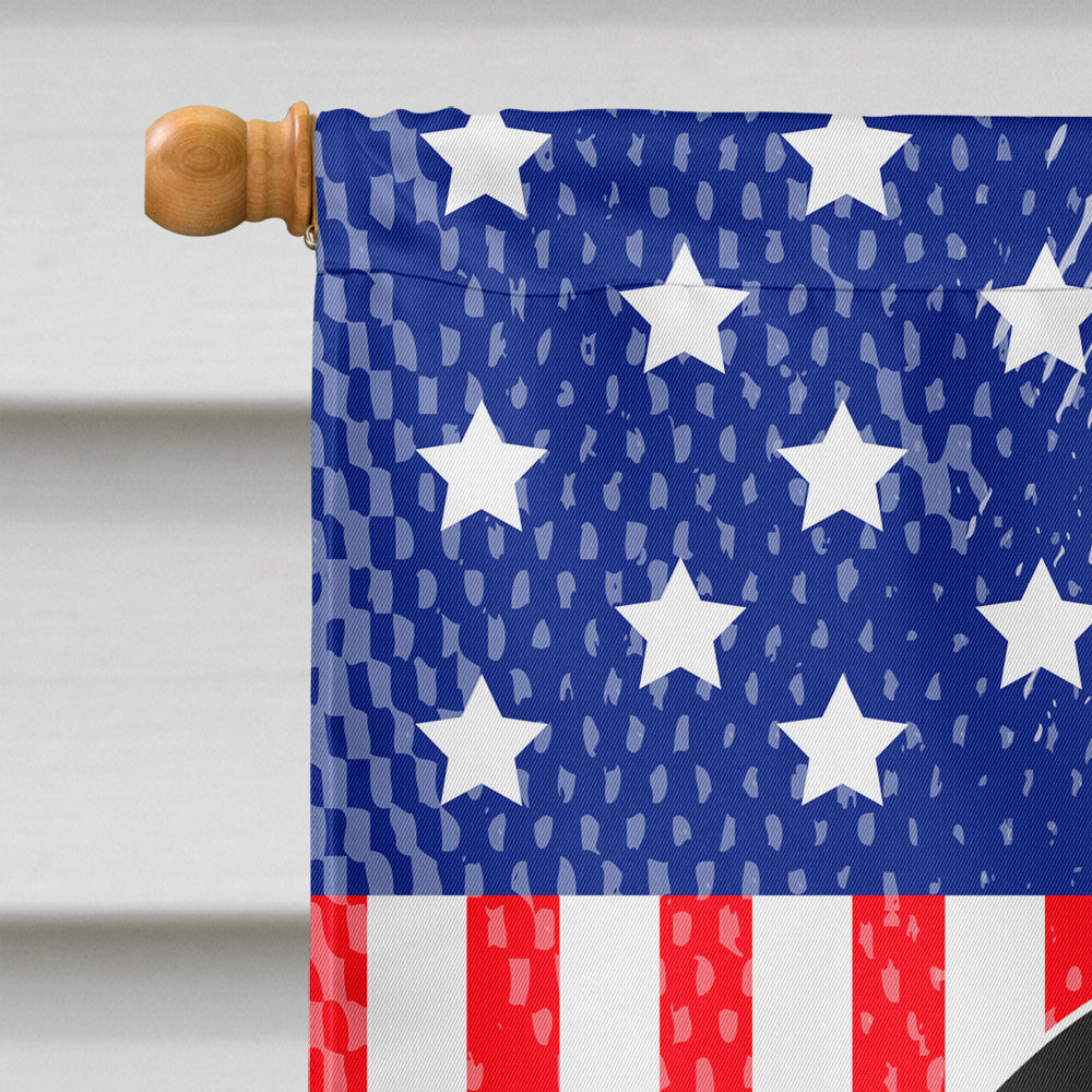 Patriotic USA Pug Black House Flag 28x40 Porch Sleeve Pole Decorative Outside Yard Banner Artwork Wall Hanging, Polyester