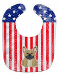 Patriotic USA French Bulldog Cream Baby Bib Easy-Clean Baby Bib Baby Feeding Accessory Baby Mealtime Essential, 10 x 13, Multicolor