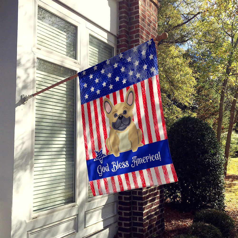 Patriotic USA French Bulldog Cream House Flag 28x40 Porch Sleeve Pole Decorative Outside Yard Banner Artwork Wall Hanging, Polyester