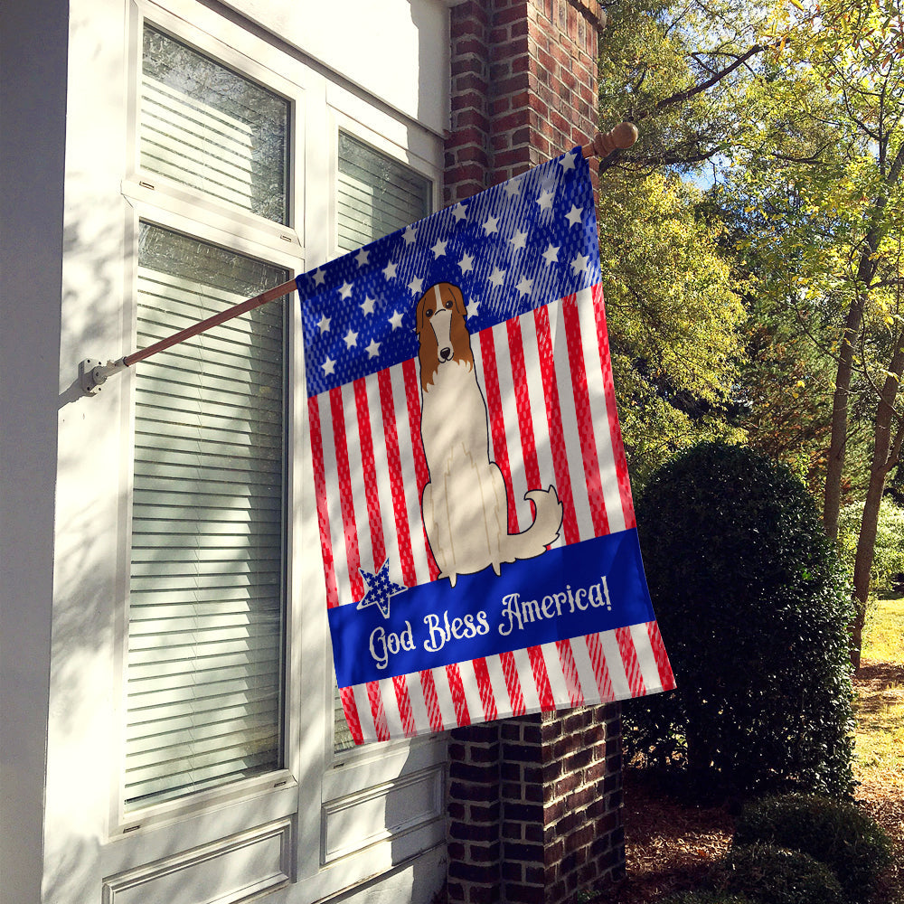 Patriotic USA Borzoi House Flag 28x40 Porch Sleeve Pole Decorative Outside Yard Banner Artwork Wall Hanging, Polyester