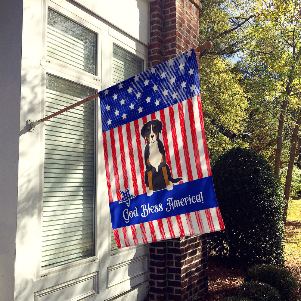 Patriotic USA Greater Swiss Mountain Dog House Flag 28x40 Porch Sleeve Pole Decorative Outside Yard Banner Artwork Wall Hanging, Polyester