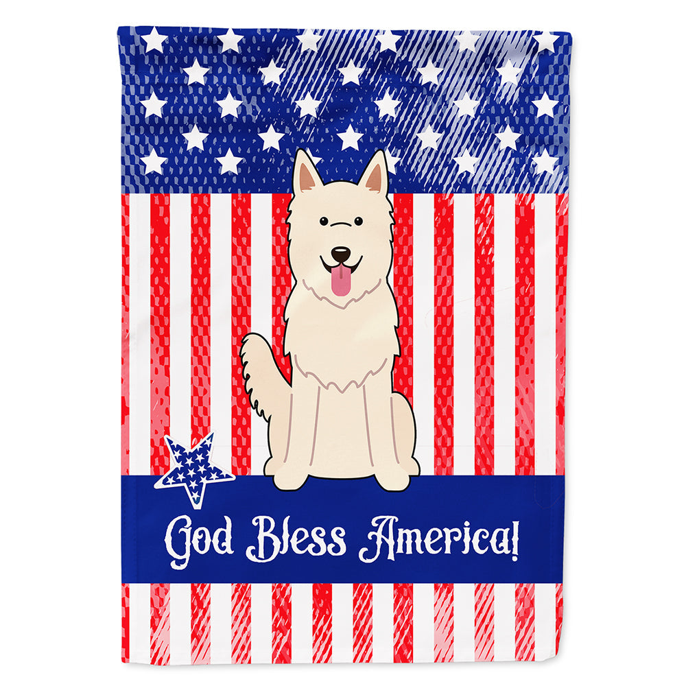 Patriotic USA White German Shepherd House Flag 28x40 Porch Sleeve Pole Decorative Outside Yard Banner Artwork Wall Hanging, Polyester