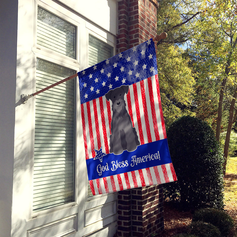 Patriotic USA Miniature Schnauzer Black House Flag 28x40 Porch Sleeve Pole Decorative Outside Yard Banner Artwork Wall Hanging, Polyester