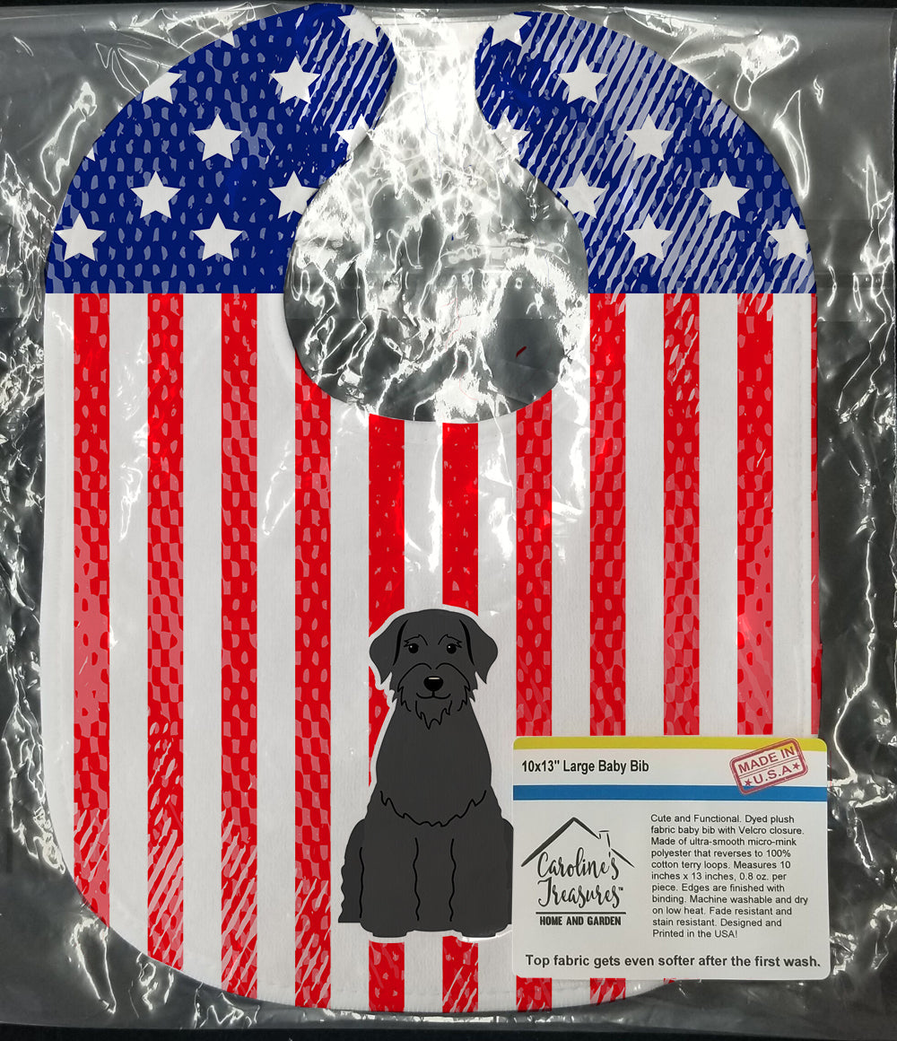 Patriotic USA Giant Schnauzer Baby Bib Easy-Clean Baby Bib Baby Feeding Accessory Baby Mealtime Essential, 10 x 13, Multicolor