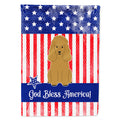 Patriotic USA Poodle Tan House Flag 28x40 Porch Sleeve Pole Decorative Outside Yard Banner Artwork Wall Hanging, Polyester
