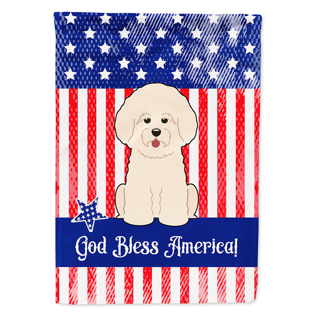 Patriotic USA Bichon Frise House Flag 28x40 Porch Sleeve Pole Decorative Outside Yard Banner Artwork Wall Hanging, Polyester