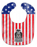 Patriotic USA Shih Tzu Black Silver Baby Bib Easy-Clean Baby Bib Baby Feeding Accessory Baby Mealtime Essential, 10 x 13, Multicolor