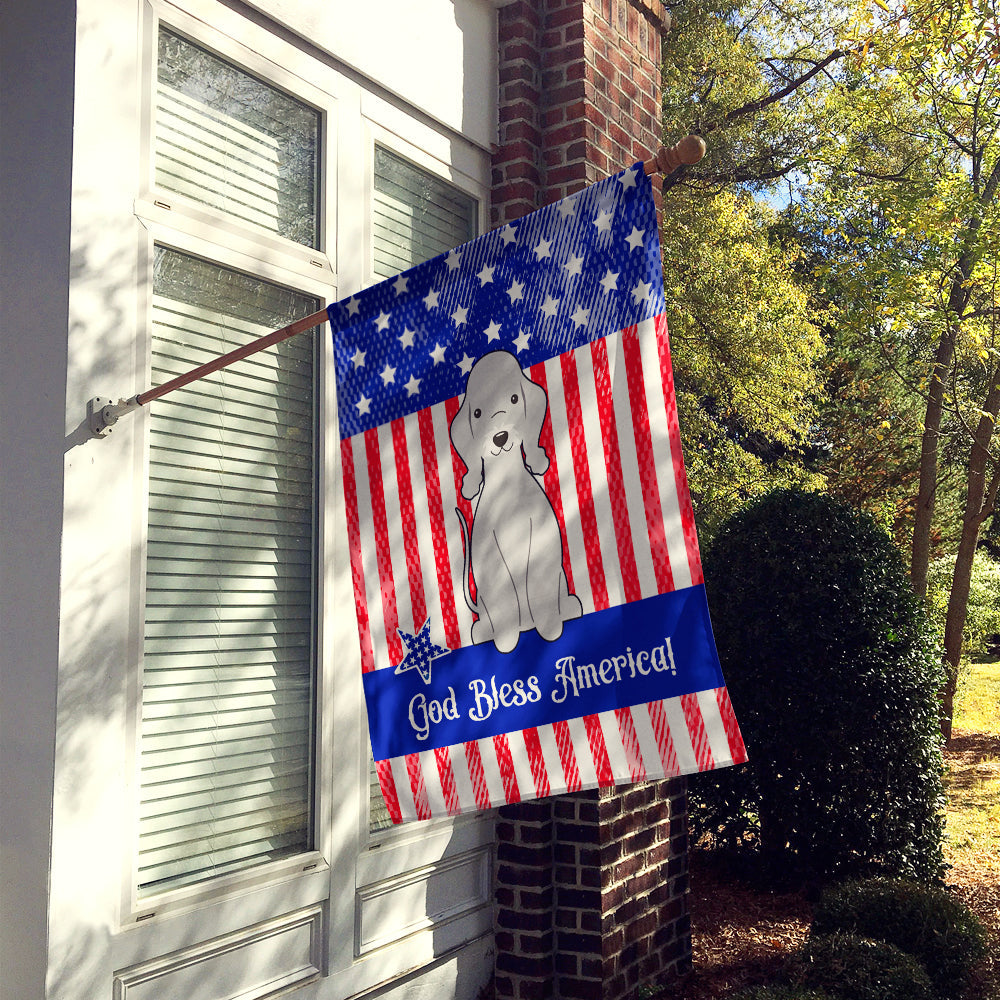Patriotic USA Bedlington Terrier Blue House Flag 28x40 Porch Sleeve Pole Decorative Outside Yard Banner Artwork Wall Hanging, Polyester