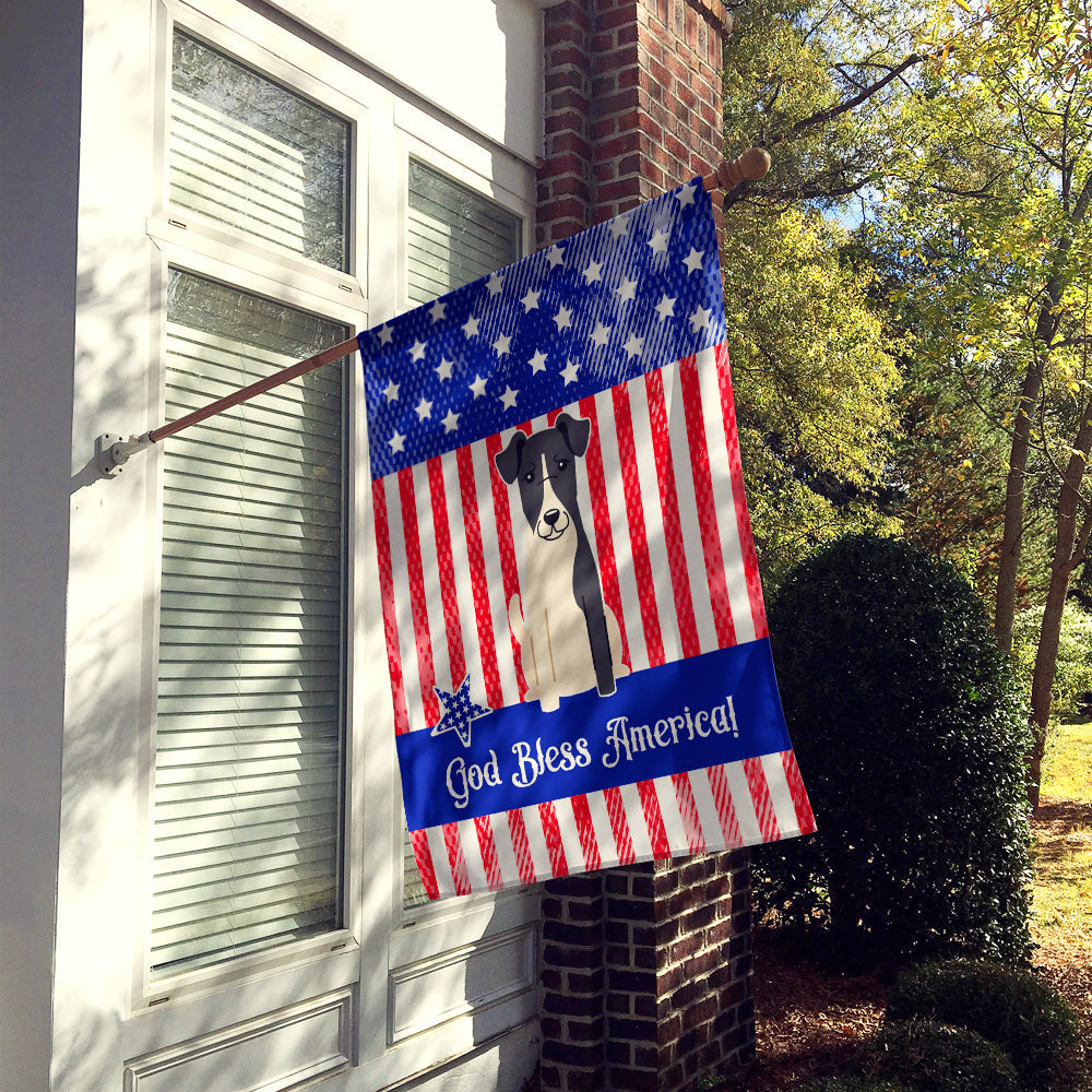 Patriotic USA Smooth Fox Terrier House Flag 28x40 Porch Sleeve Pole Decorative Outside Yard Banner Artwork Wall Hanging, Polyester
