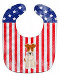 Patriotic USA Wire Fox Terrier Baby Bib Easy-Clean Baby Bib Baby Feeding Accessory Baby Mealtime Essential, 10 x 13, Multicolor