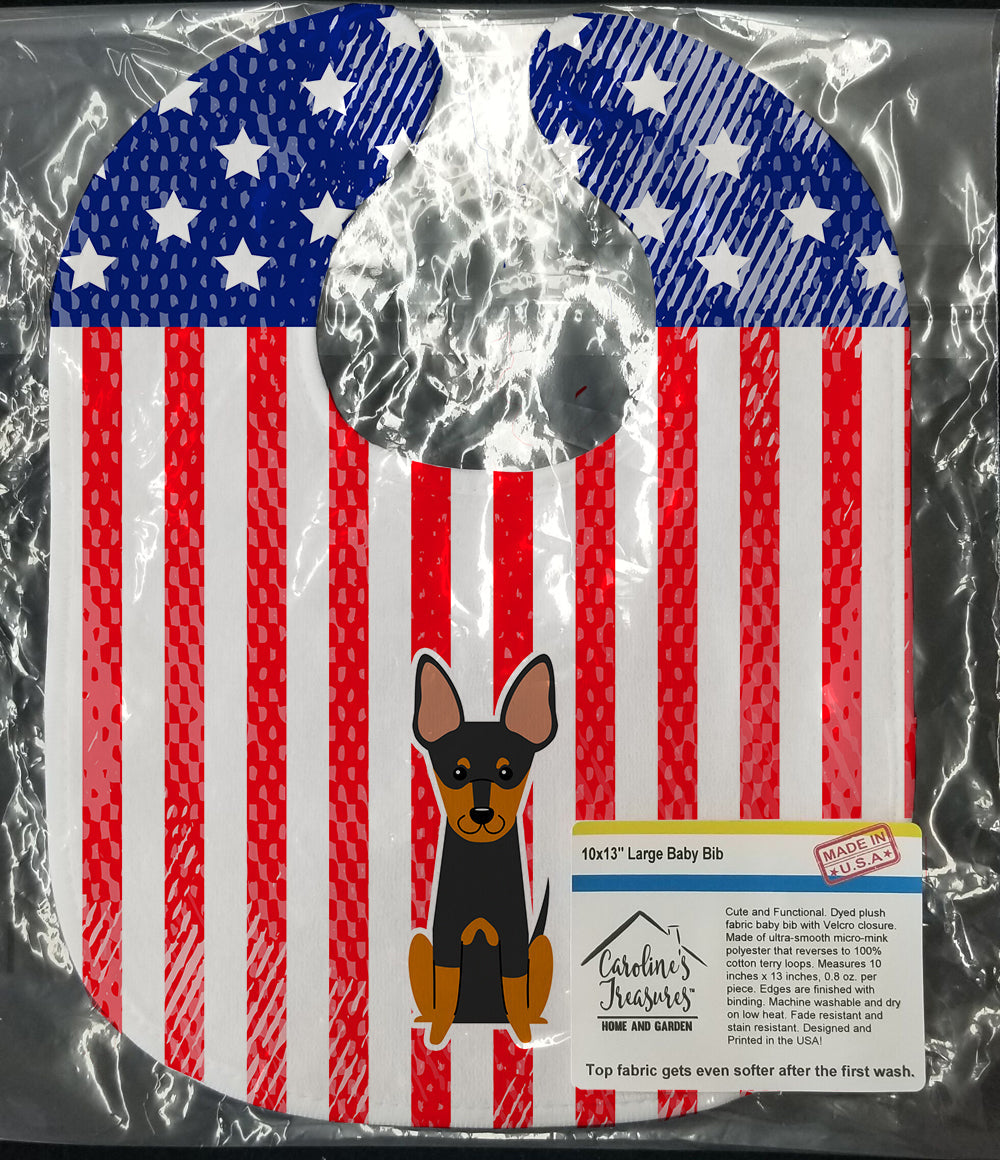 Patriotic USA English Toy Terrier Baby Bib Easy-Clean Baby Bib Baby Feeding Accessory Baby Mealtime Essential, 10 x 13, Multicolor