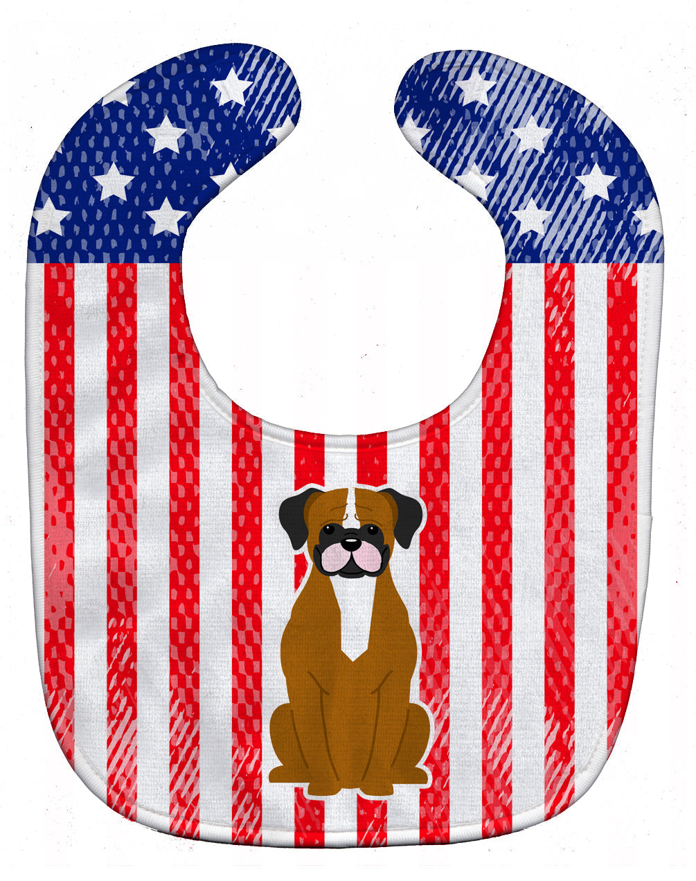 Patriotic USA Flashy Fawn Boxer Baby Bib Easy-Clean Baby Bib Baby Feeding Accessory Baby Mealtime Essential, 10 x 13, Multicolor
