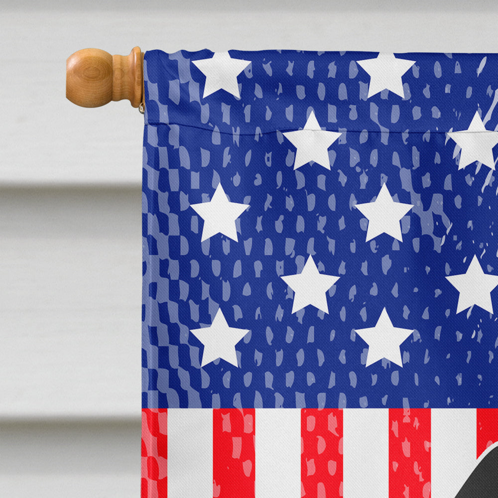 Patriotic USA Wire Haired Dachshund Dapple House Flag 28x40 Porch Sleeve Pole Decorative Outside Yard Banner Artwork Wall Hanging, Polyester