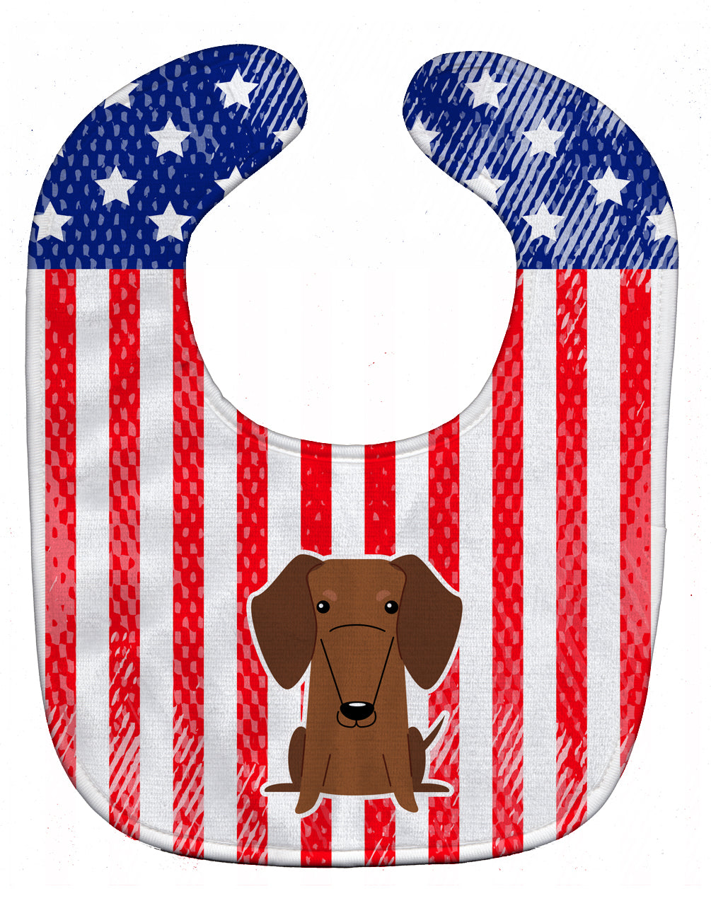 Patriotic USA Dachshund Red Brown Baby Bib Easy-Clean Baby Bib Baby Feeding Accessory Baby Mealtime Essential, 10 x 13, Multicolor