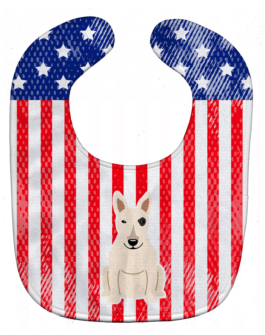Patriotic USA Bull Terrier White Baby Bib Easy-Clean Baby Bib Baby Feeding Accessory Baby Mealtime Essential, 10 x 13, Multicolor