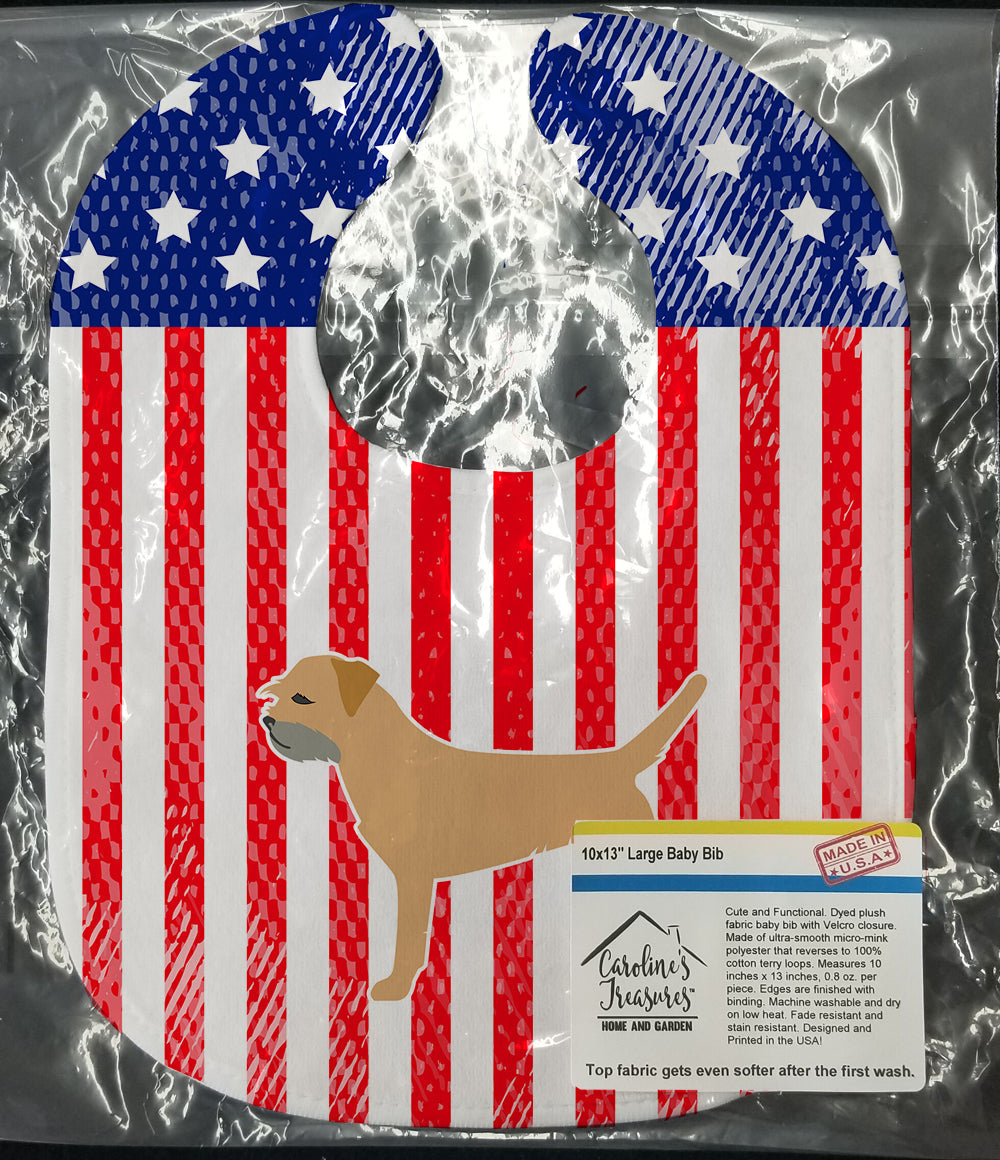 USA Patriotic Border Terrier Baby Bib Easy-Clean Baby Bib Baby Feeding Accessory Baby Mealtime Essential, 10 x 13, Multicolor