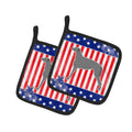 USA Patriotic Scottish Deerhound Pot Holder Set of 2 Heat Resistant Quilted Hot Pads 7.5 x 7.5 Inch, Insulated Kitchen Trivets for Cooking & Baking