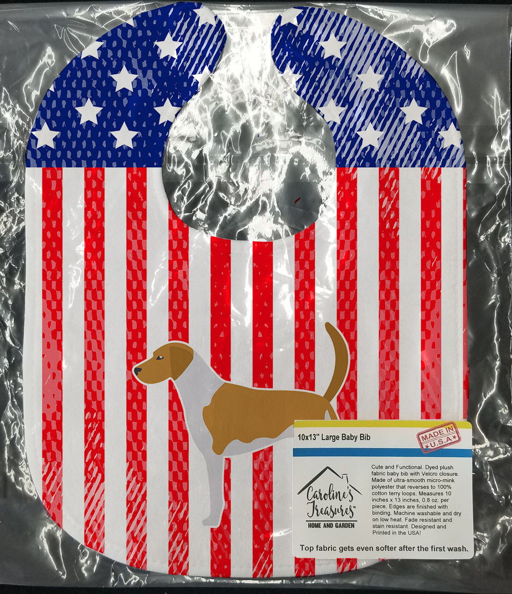 USA Patriotic American Foxhound Baby Bib Easy-Clean Baby Bib Baby Feeding Accessory Baby Mealtime Essential, 10 x 13, Multicolor