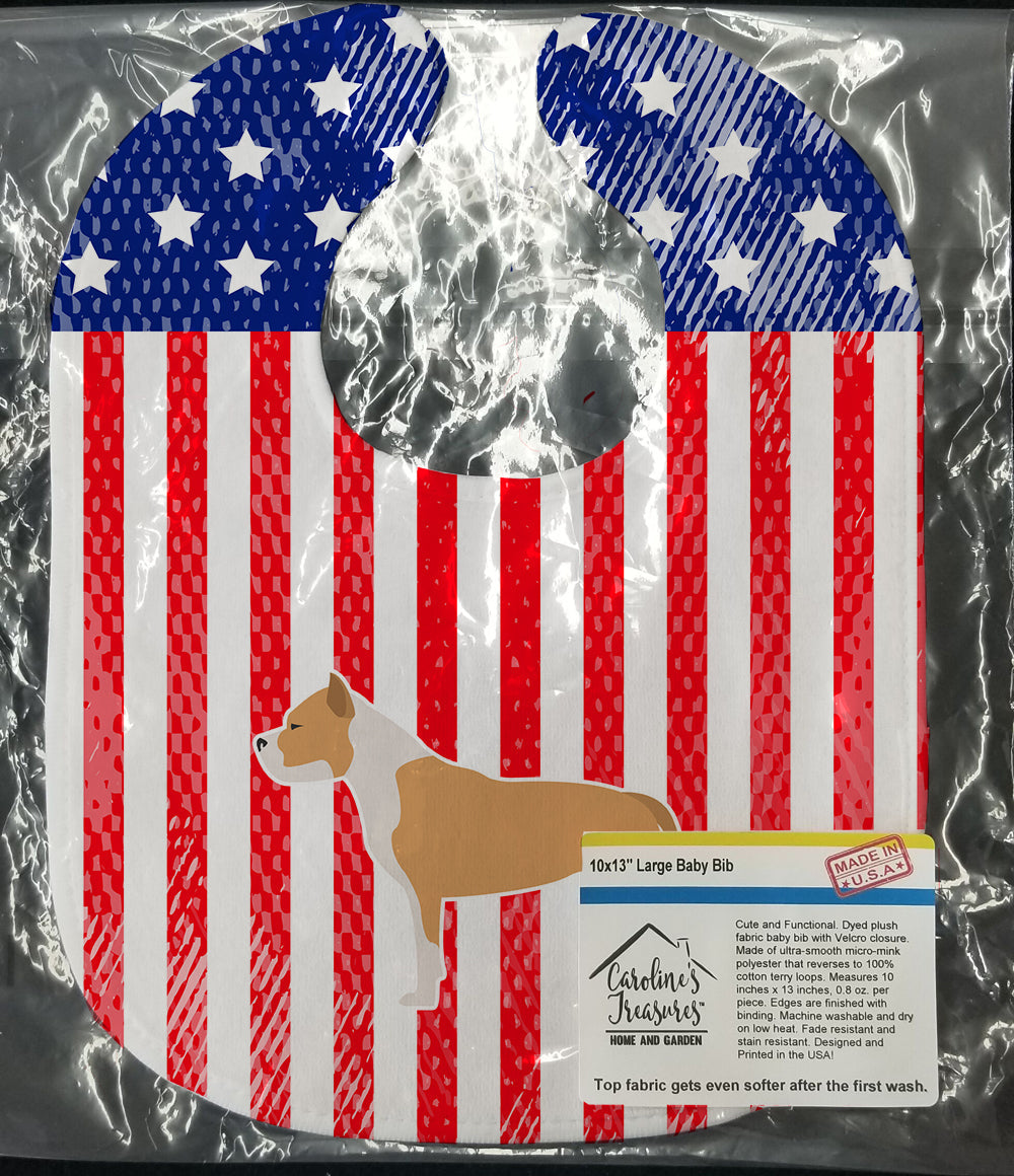 USA Patriotic Staffordshire Bull Terrier Baby Bib Easy-Clean Baby Bib Baby Feeding Accessory Baby Mealtime Essential, 10 x 13, Multicolor