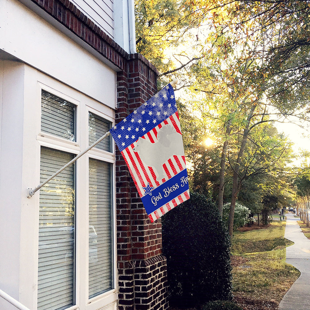 USA Patriotic Samoyed House Flag 28x40 Porch Sleeve Pole Decorative Outside Yard Banner Artwork Wall Hanging, Polyester