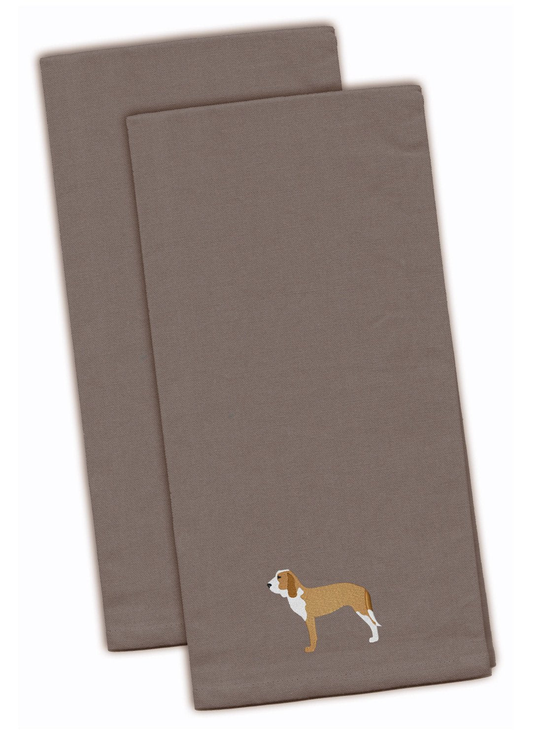 Spanish Hound Gray Embroidered Towel Set of 2