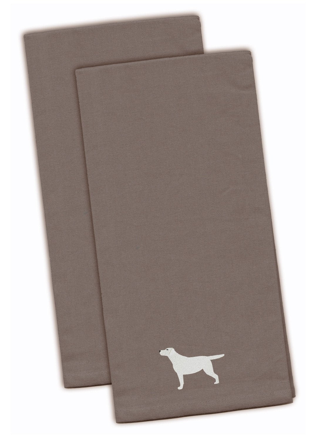 Yellow Labrador Retriever Gray Embroidered Towel Set of 2