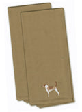 American Foxhound Tan Embroidered Towel Set of 2 Decorative Bathroom Guest Hand Towel for Hand, Face, Tea, Dishcloth, 19 X 25, Tan