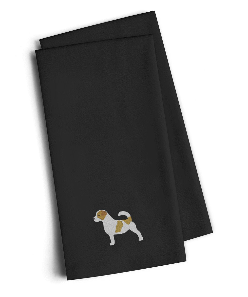 Jack Russell Terrier Black Embroidered Towel Set of 2 Decorative Bathroom Guest Hand Towel for Hand, Face, Tea, Dishcloth, 19 X 25, Black