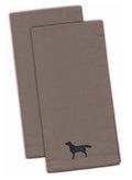Black Labrador Retriever Gray Embroidered Towel Set of 2
