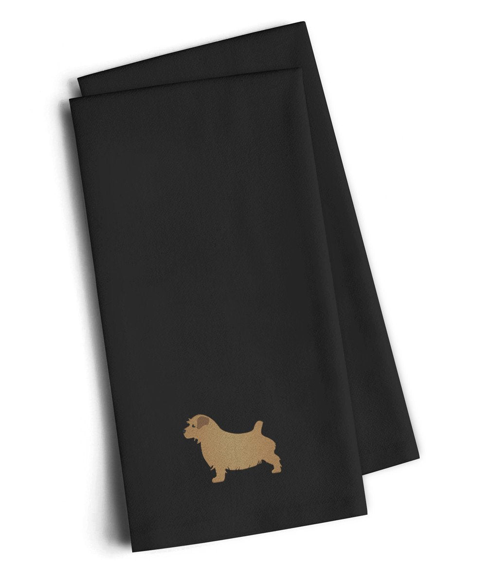 Norfolk Terrier Black Embroidered Towel Set of 2 Decorative Bathroom Guest Hand Towel for Hand, Face, Tea, Dishcloth, 19 X 25, Black