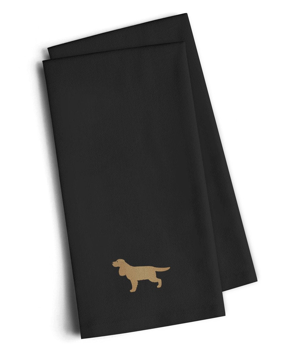 English Cocker Spaniel Black Embroidered Towel Set of 2 Decorative Bathroom Guest Hand Towel for Hand, Face, Tea, Dishcloth, 19 X 25, Black