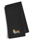 Corgi Black Embroidered Towel Set of 2 Decorative Bathroom Guest Hand Towel for Hand, Face, Tea, Dishcloth, 19 X 25, Black