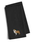 Red Border Collie Black Embroidered Towel Set of 2 Decorative Bathroom Guest Hand Towel for Hand, Face, Tea, Dishcloth, 19 X 25, Black