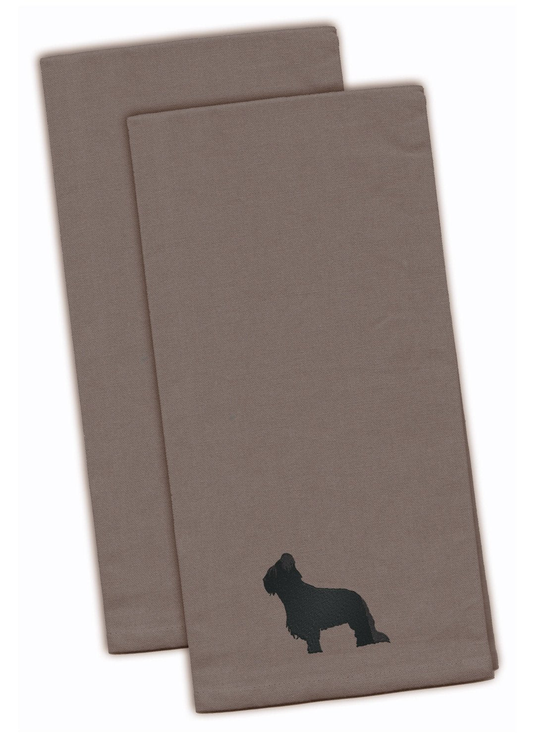 Briard Gray Embroidered Towel Set of 2