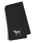 Central Asian Shepherd Dog Black Embroidered Towel Set of 2 Decorative Bathroom Guest Hand Towel for Hand, Face, Tea, Dishcloth, 19 X 25, Black