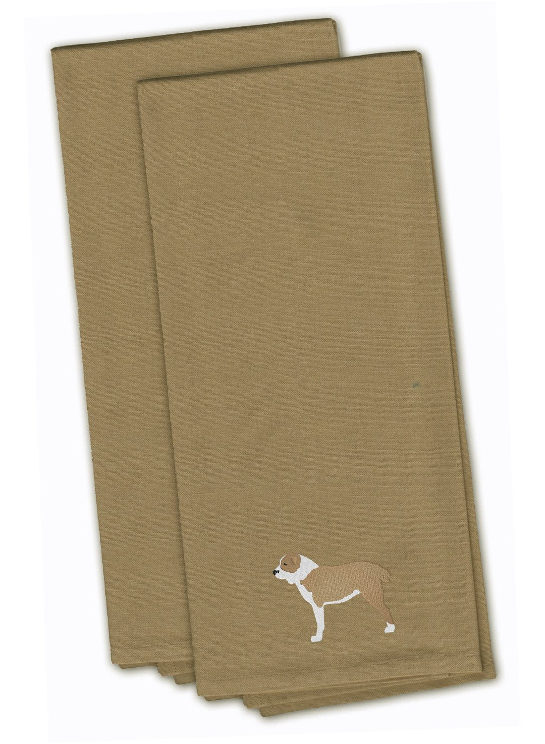 Central Asian Shepherd Dog Tan Embroidered Towel Set of 2 Decorative Bathroom Guest Hand Towel for Hand, Face, Tea, Dishcloth, 19 X 25, Tan