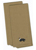 Sheltie/Shetland Sheepdog Tan Embroidered Towel Set of 2 Decorative Bathroom Guest Hand Towel for Hand, Face, Tea, Dishcloth, 19 X 25, Tan