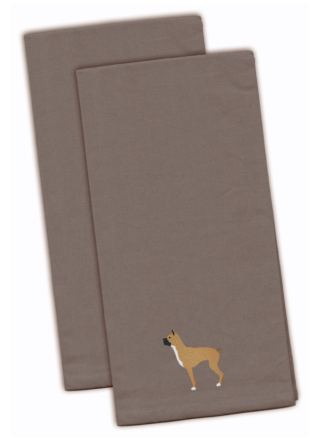 Boxer Gray Embroidered Towel Set of 2
