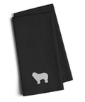 Komondor Black Embroidered Towel Set of 2 Decorative Bathroom Guest Hand Towel for Hand, Face, Tea, Dishcloth, 19 X 25, Black