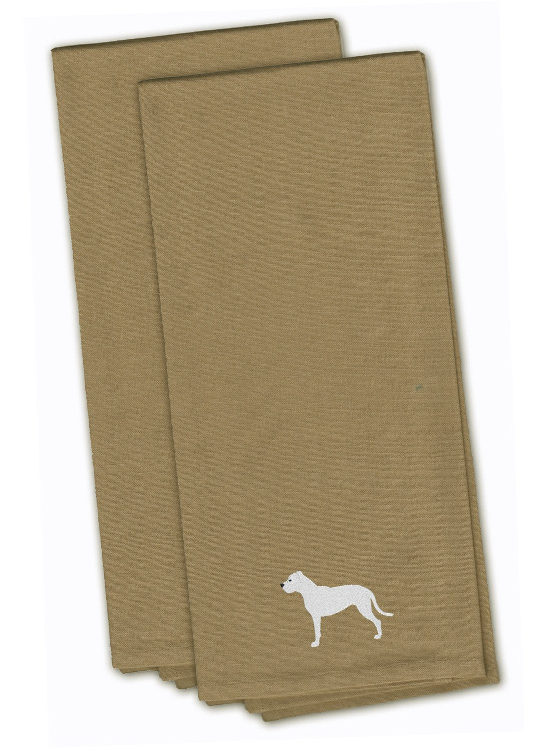 Dogo Argentino Tan Embroidered Towel Set of 2 Decorative Bathroom Guest Hand Towel for Hand, Face, Tea, Dishcloth, 19 X 25, Tan