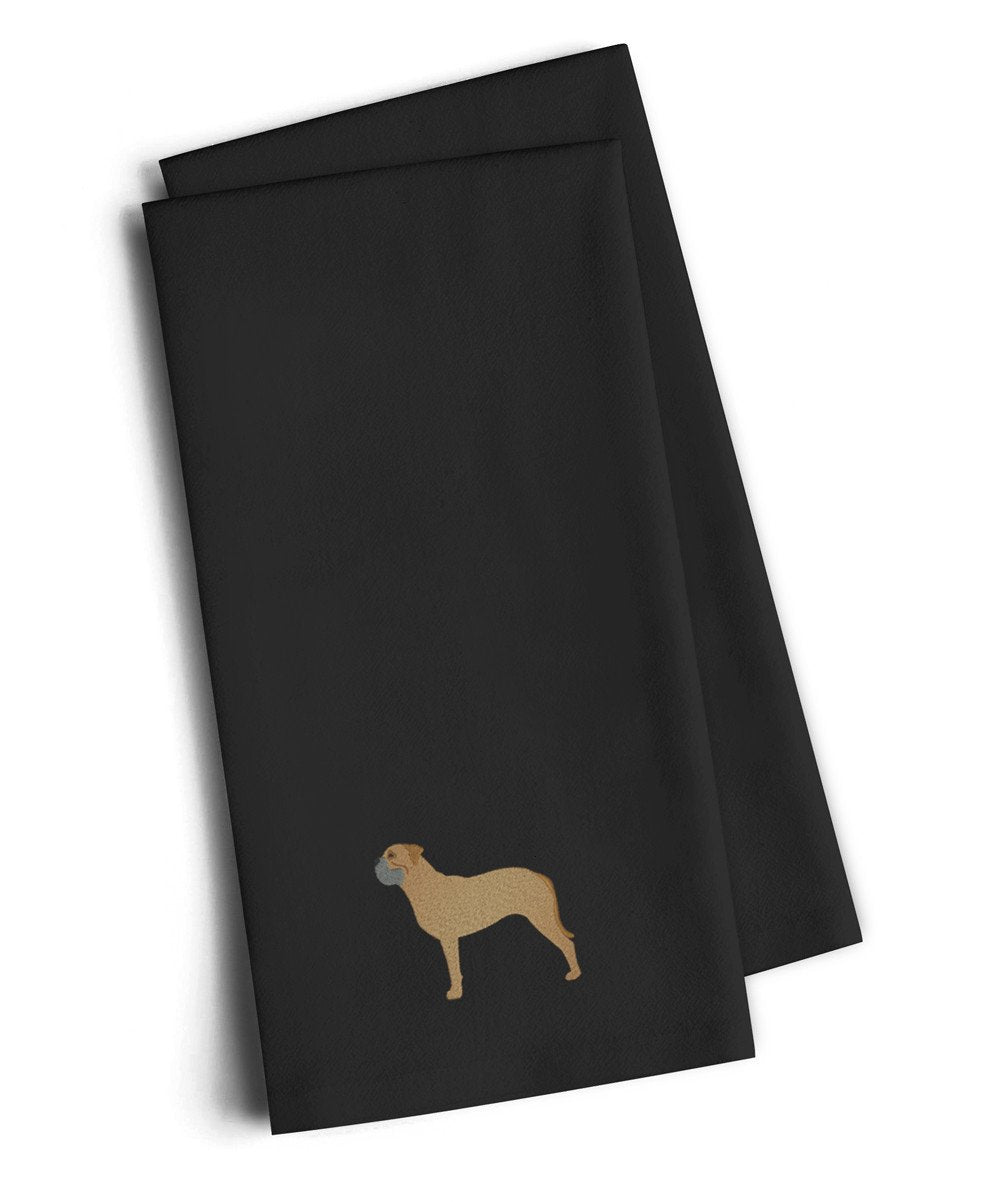 Bullmastiff Black Embroidered Towel Set of 2 Decorative Bathroom Guest Hand Towel for Hand, Face, Tea, Dishcloth, 19 X 25, Black