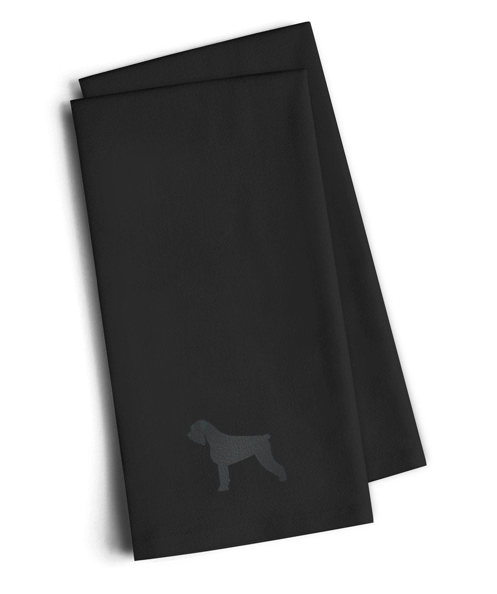 Giant Schnauzer Black Embroidered Towel Set of 2 Decorative Bathroom Guest Hand Towel for Hand, Face, Tea, Dishcloth, 19 X 25, Black