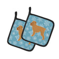 Winter Snowflake Brussels Griffon Pot Holder Set of 2 Heat Resistant Quilted Hot Pads 7.5 x 7.5 Inch, Insulated Kitchen Trivets for Cooking & Baking