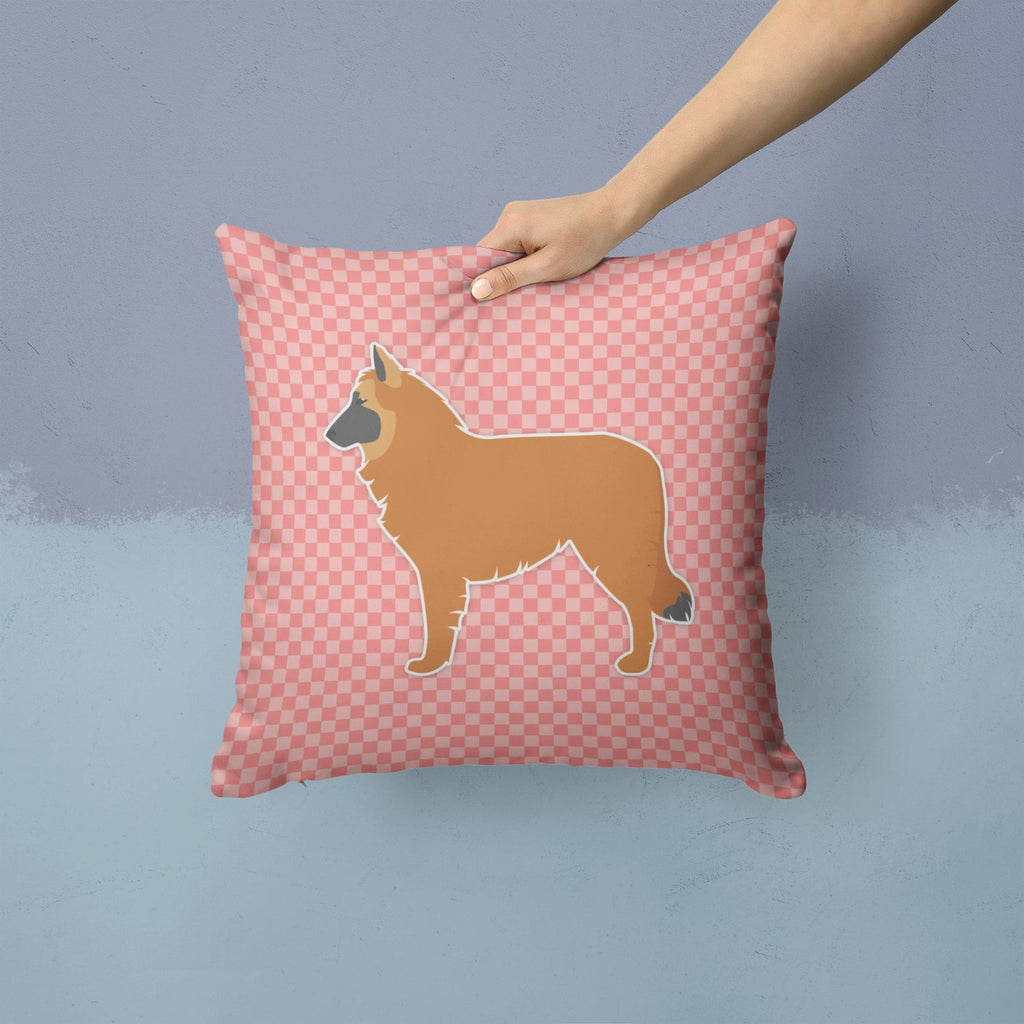 Belgian Shepherd Checkerboard Pink Decorative Throw Pillow 14x14 Indoor Outdoor Accent Cushion, Fabric Cover with Insert for Sofa, Bed, Porch & Living Room