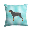 Rottweiler Checkerboard Blue Decorative Throw Pillow 14x14 Indoor Outdoor Accent Cushion, Fabric Cover with Insert for Sofa, Bed, Porch & Living Room