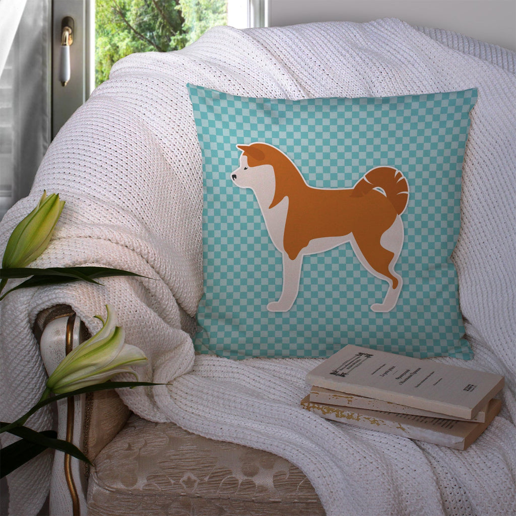 Akita Checkerboard Blue Decorative Throw Pillow 14x14 Indoor Outdoor Accent Cushion, Fabric Cover with Insert for Sofa, Bed, Porch & Living Room